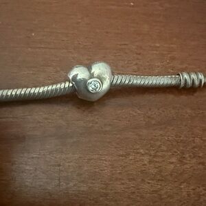 Pandora Heart CZ and Sterling Charm